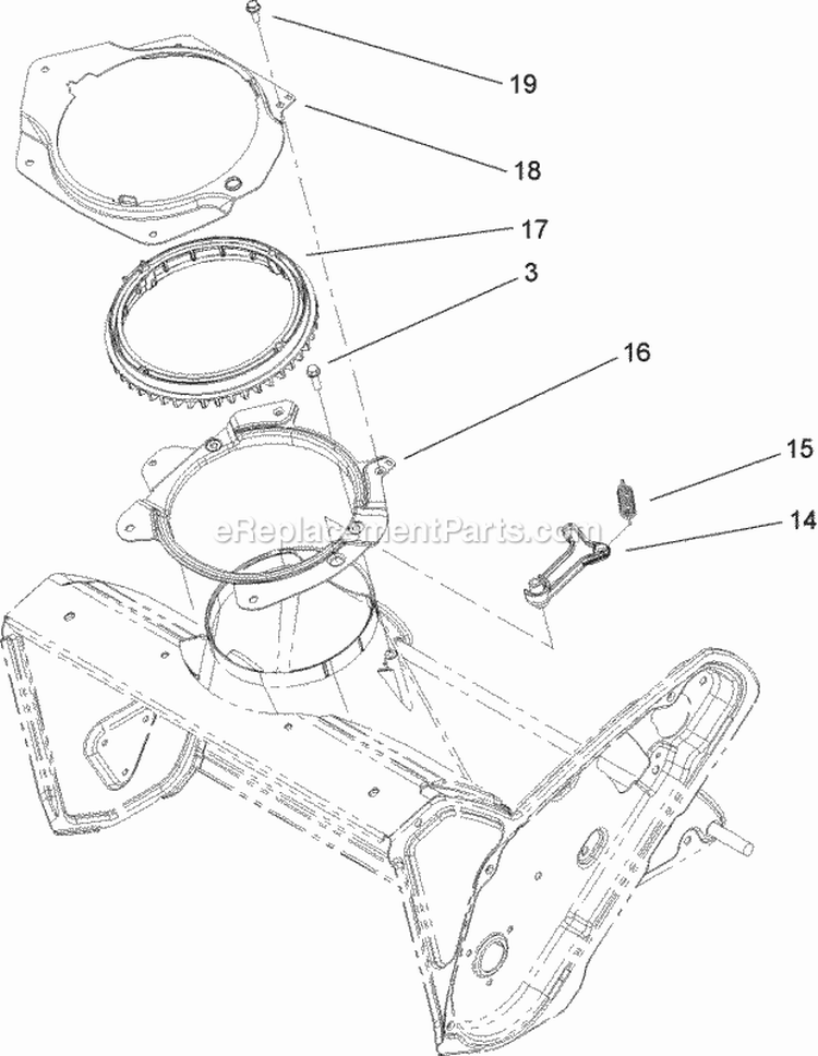 Chute Ring Assembly Diagram and Parts List for 34001 280000001-280999999 - 2008 Lawn Boy Snow Blower